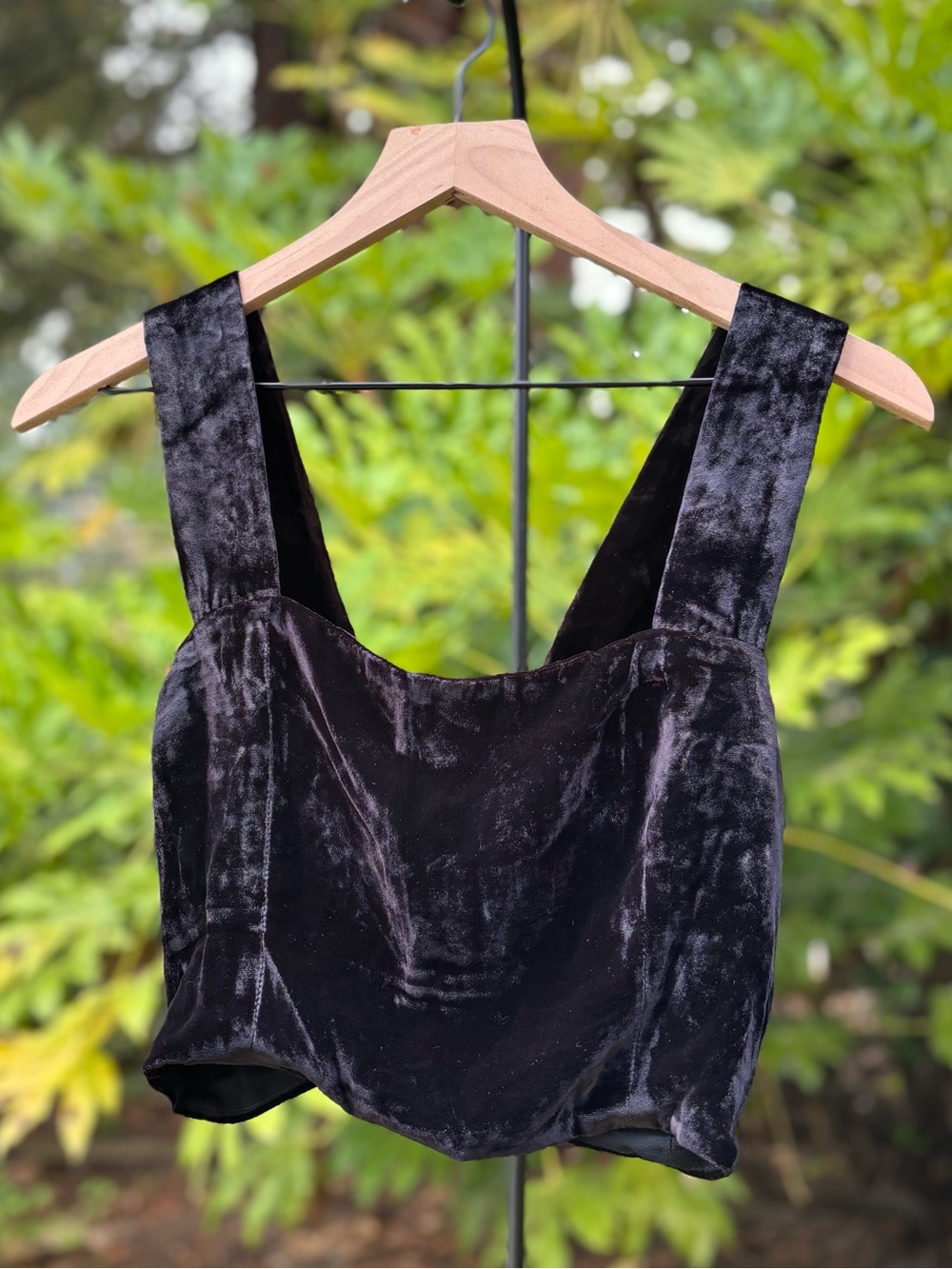 Reformation Black Velvet Cropped Tank